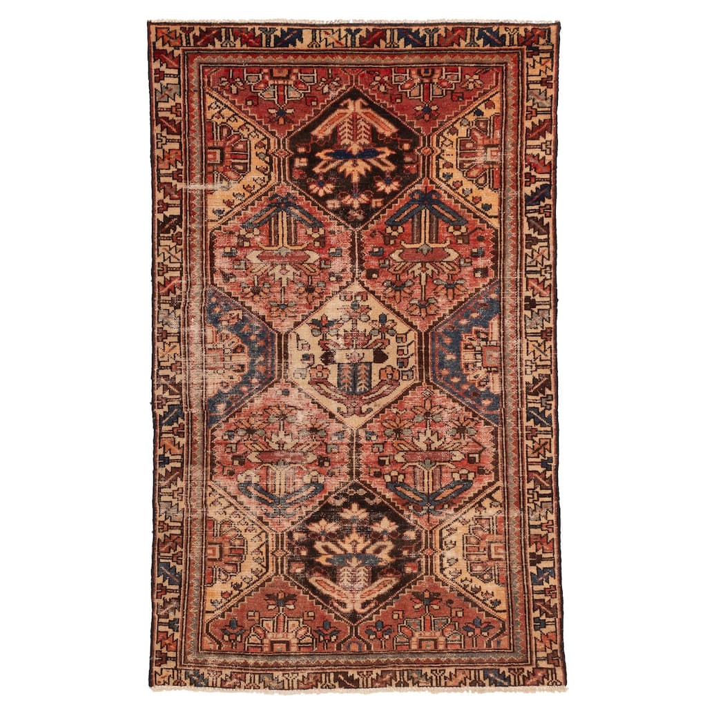 ECARPETGALLERY Hand-knotted Kayseri Vintage Red Wool Rug - 3'11 x 6'5