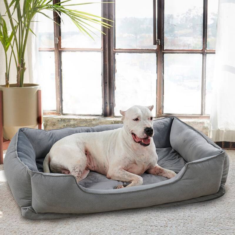 Textured Plush Rectangle Pet Bed