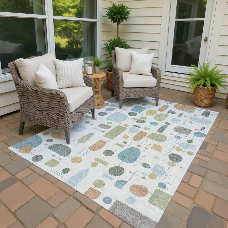 Machine Washable Indoor/ Outdoor Contemporary Fun Chantille Rug - Ivory - 2'6" x 3'10"