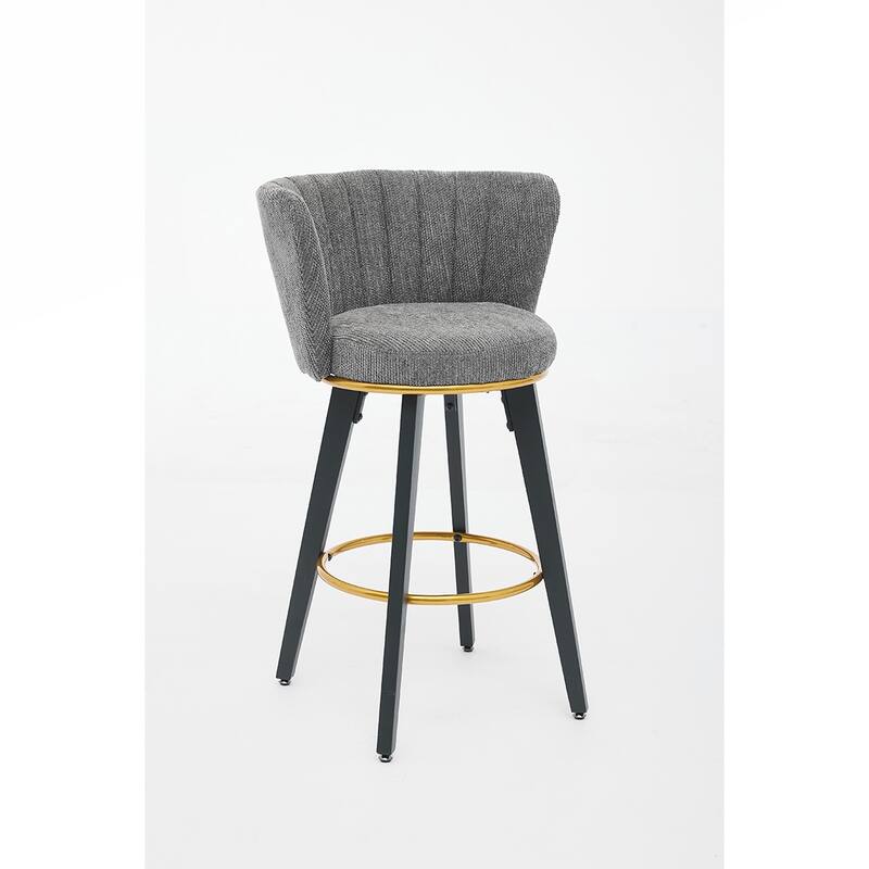 2PCS Swivel Velvet Metal Frame Bar Stools