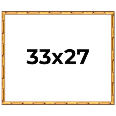 33x27 Frame Gold Bamboo Picture Frame Modern Photo Frame Includes UV Acrylic Shatter Guard Front Acid Free Foam Backing Board
