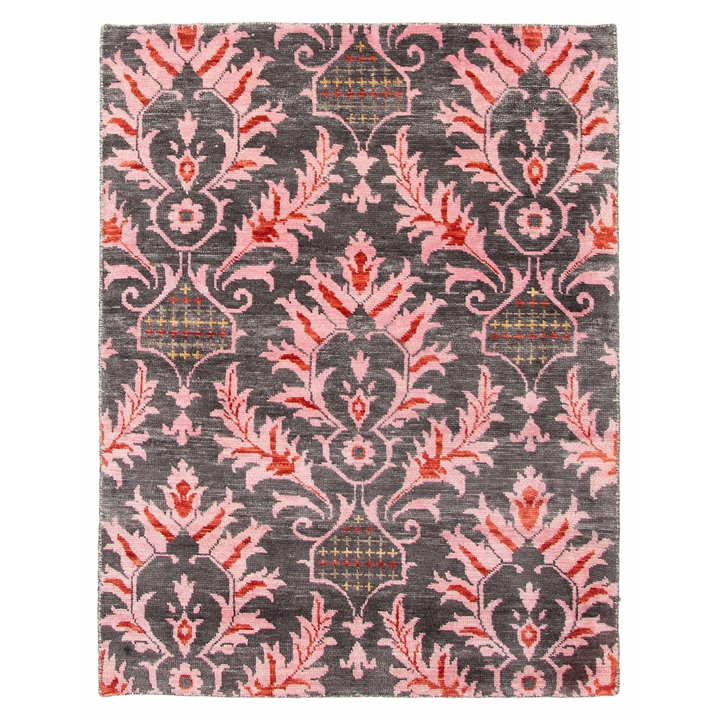 ECARPETGALLERY Hand-knotted Mystique Dark Grey Wool Rug - 4'8 x 6'2
