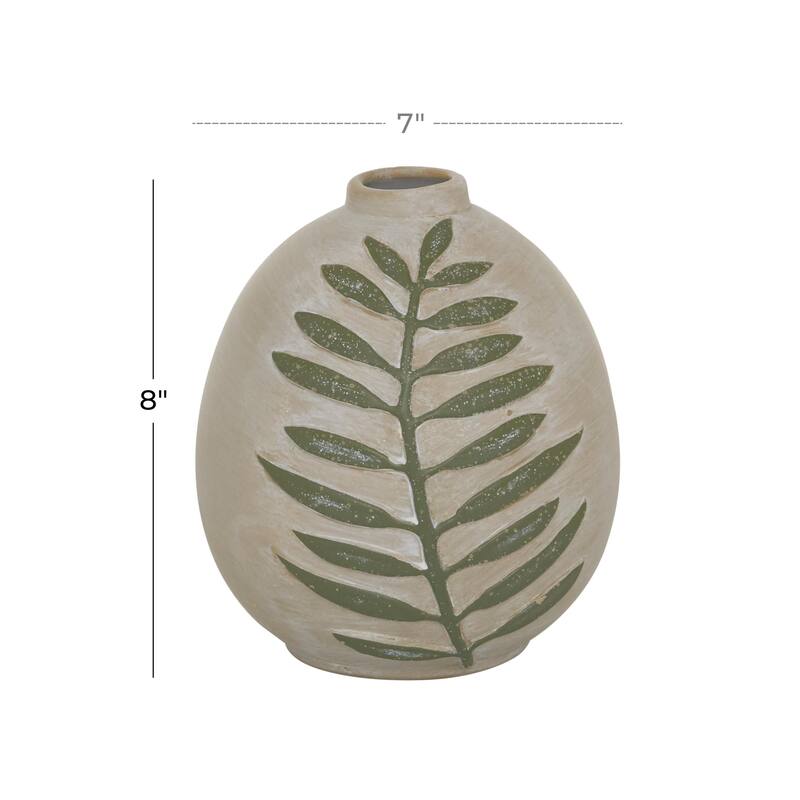 Ceramic Leaf Vase - Beige - Roche River Decor