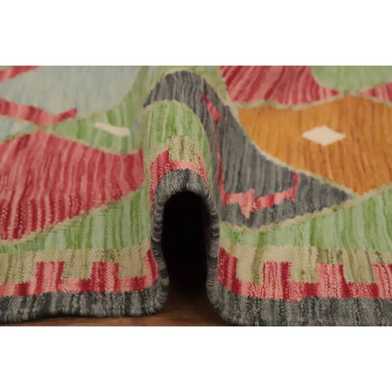 Hand Woven Oriental 100% Wool Carpet Southwestern Tribal Multi-Colored Kilim Area Rug - 5' 11'' X 4' 2''