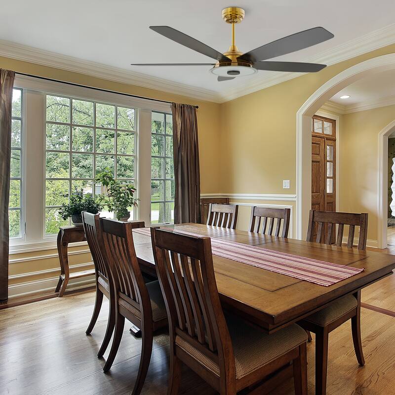 CARRO Harley 52" 5-Blade Smart Ceiling Fan with Light and Remote-Downrod - N/A - Gold/Black