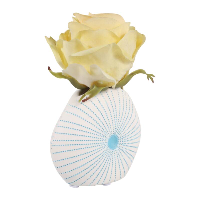 Round Shell Ceramic Vase - Stylish Dotted Pattern Flower Vase