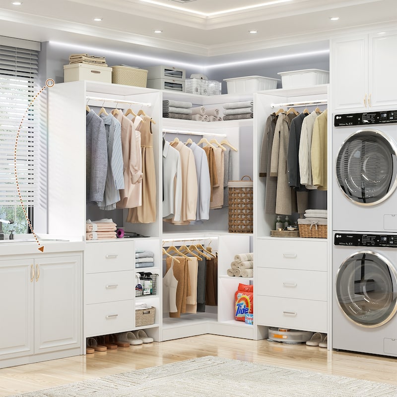 Cimly Set of 3 Freestanding Corner Closet System, Space-saving Closet Organizer for Walk-in/ Reach-in Closet