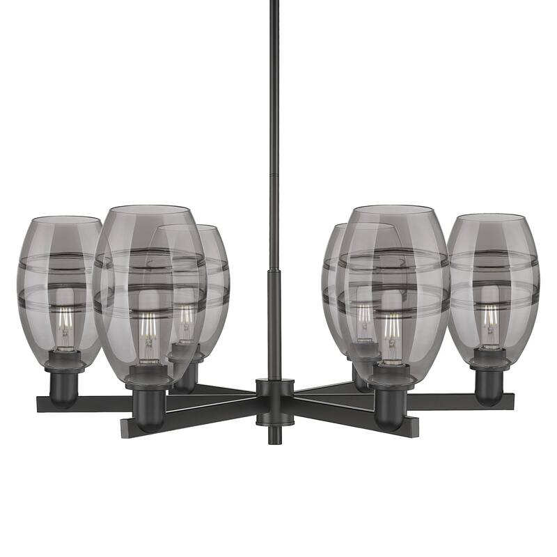 Innovations Lighting 716-6CR-11-36 Vaz Chandelier Vaz 6 Light 36" Wide - Matte Black / Light Smoke