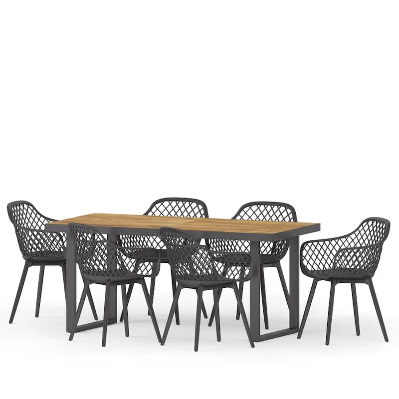 Renata Outdoor Wood and Resin Outdoor 7 Piece Dining Set by Christopher Knight Home