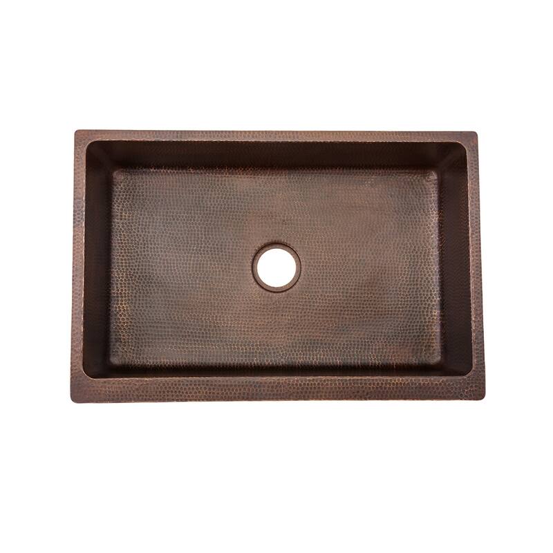 33-in Hammered Copper Apron Front Single Basin Kitchen Sink w/ Star Design (KASDB33229ST)
