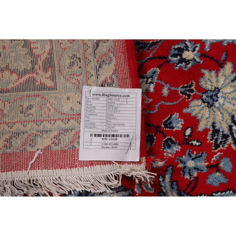 Floral Kashan Area Rug Machine Made Carpet - 9'7" x 12'6"