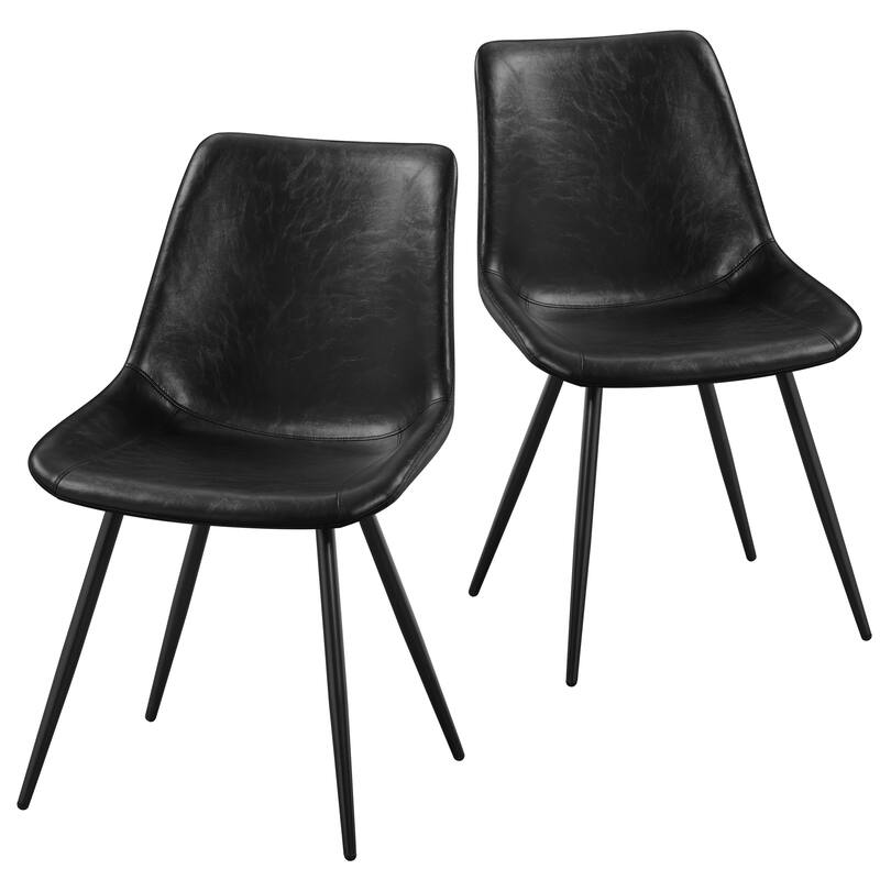 Yaheetech 2PCS Faux Leather Dining Chairs with Metal Legs for Kitchen Dining Room
