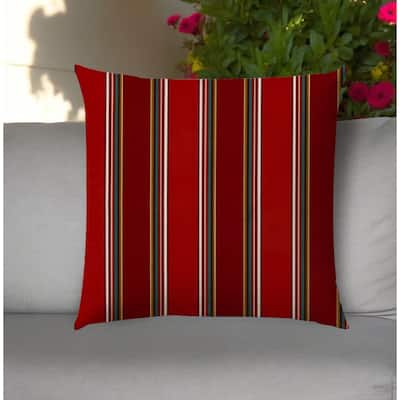 HomeRoots 20" Red Green and White Striped Indoor Outdoor Throw Pillow Cover - 19.5' X '19.5' X '0.25
