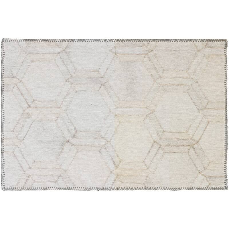 Indoor/ Outdoor Laredo Hexegon Faux Hide Patchwork Washable Area Rug