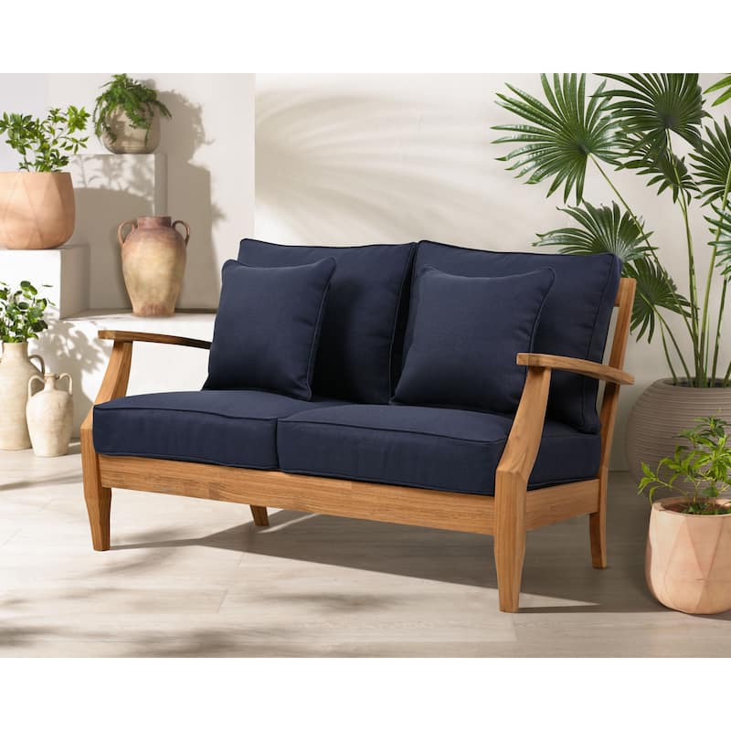 SAFAVIEH Couture Martinique Wood Patio Loveseat - 56"W x 35"D x 32"H