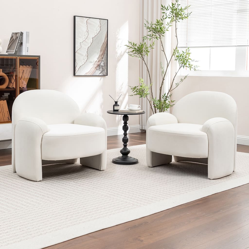 SEYNAR Modern Glam Velvet Thickened Seat Cushion Accent Chair Set of 2