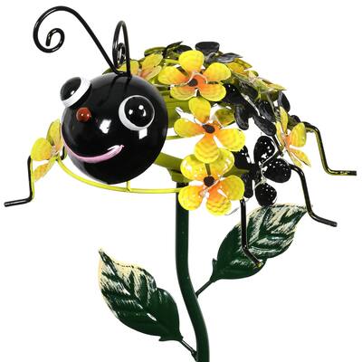 Exhart Solar Bumble Bee of Flowers with Twenty-One LED Lights Garden