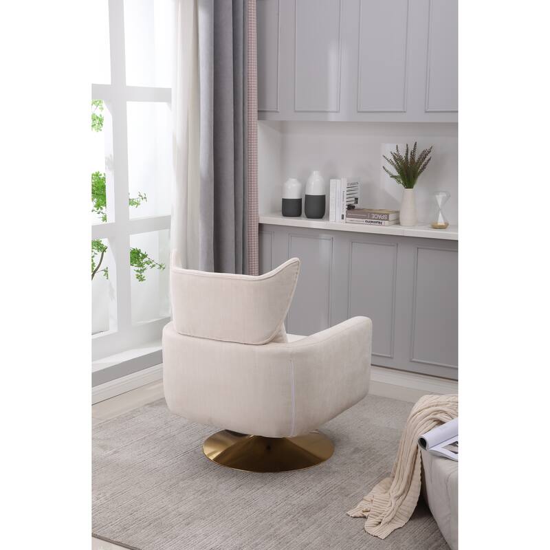 Beige 29.9" Swivel Accent Chair with Pillow