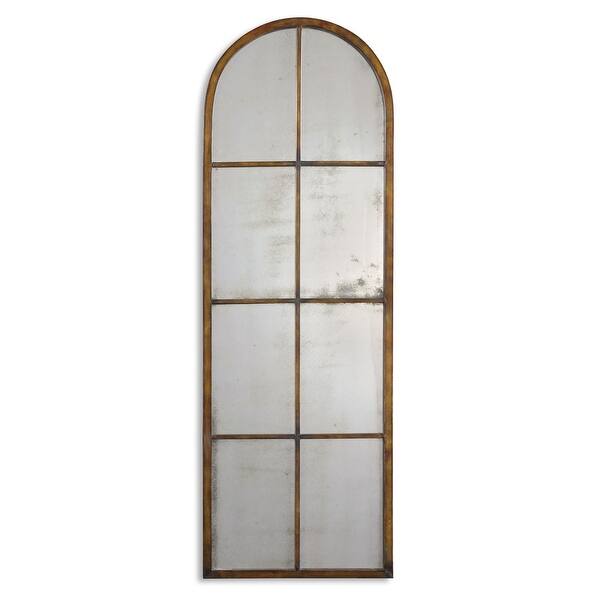 Shop 4 Antiqued Maple Brown And Gold Window Shaped Metal Framed Arch Wall Mirror Overstock 16611847