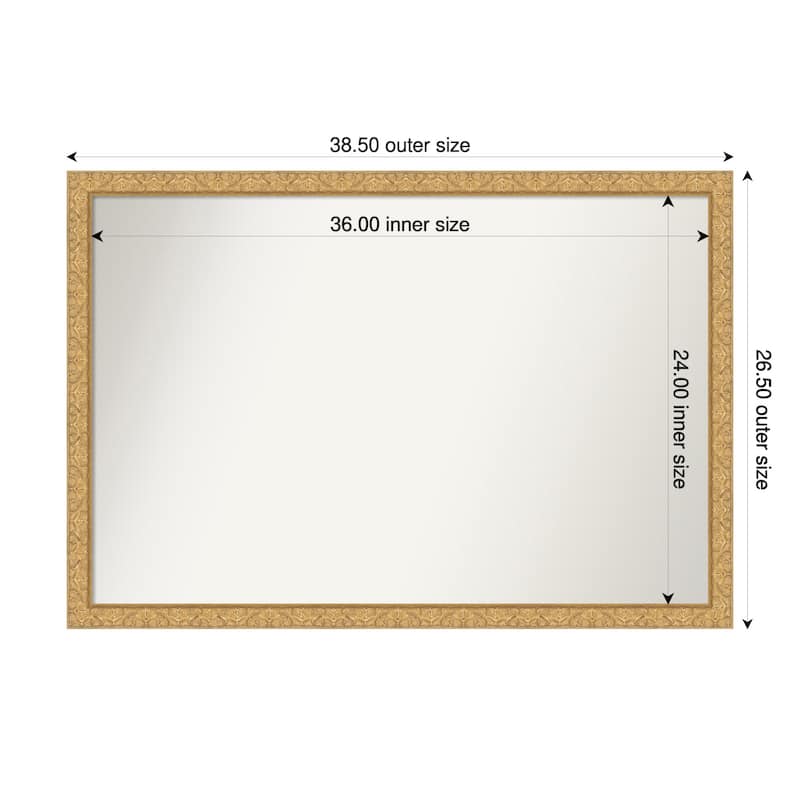 Lila Non-Beveled Wood Framed Bathroom Vanity Wall Mirror - 39 x 27 in - Lila Gold