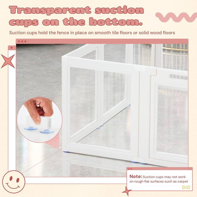 Erommy Clear Pet Pen with Door - Easy Assembly Playpen for Puppies, Cats, Dogs, Rabbits, and Small Animals
