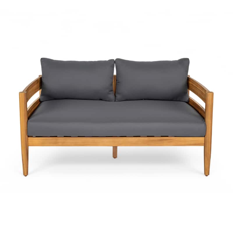 Christopher Knight Home- Avery Curved Acacia Wood Outdoor 5 Piece Chat Set