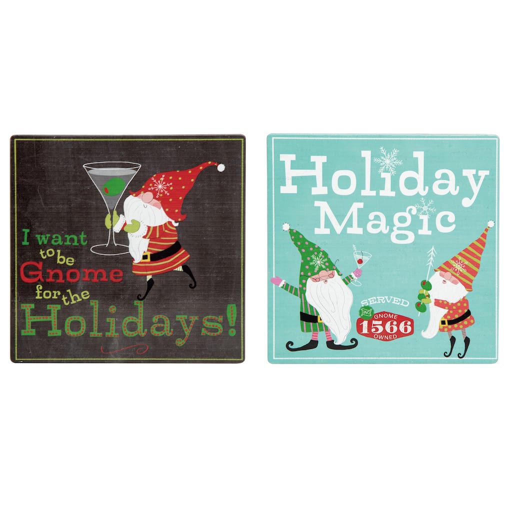 Transpac Metal Gnaughty Gnome Wall Decor Set of 2 Christmas Home Decorations