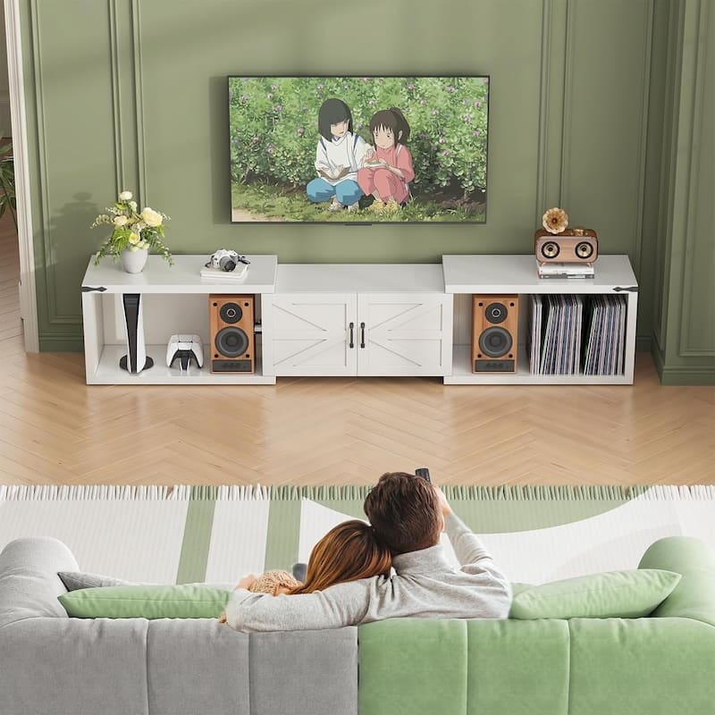 Farmhouse TV Stand Entertainment Center with Storage Deformable TV Console