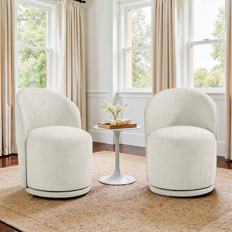 23" W Upholstered Swivel Side Chair for Dining Room Set of 2 - Light Sand-Chenille