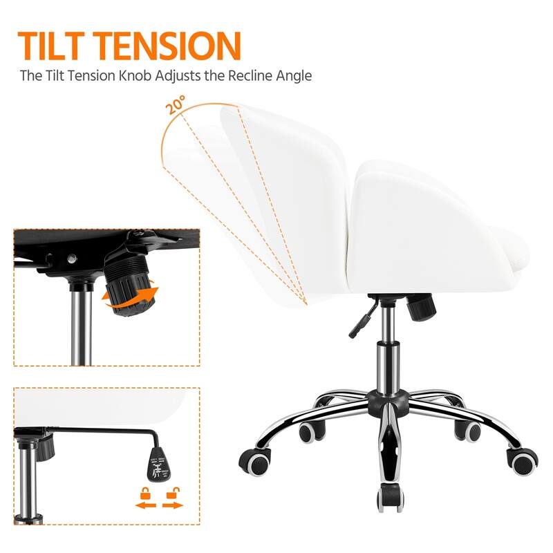 Yaheetech Modern Swivel Rolling Desk Chair Makeup Vanity Chair for Home Office