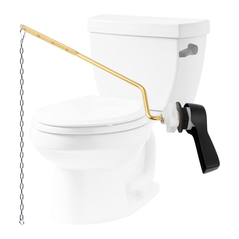 Universal Toilet Flush Tank Lever Kit, Side Mount Handle with Stainless Steel Flapper Chains, Chrome Finish