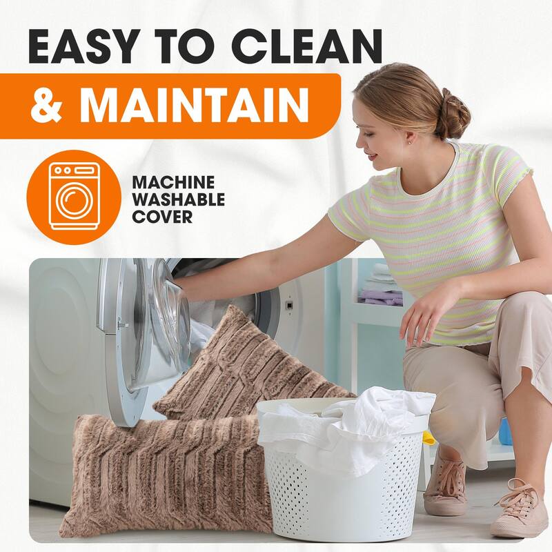 Cheer Collection Set of 2 Decorative Faux Fur Throw Pillow