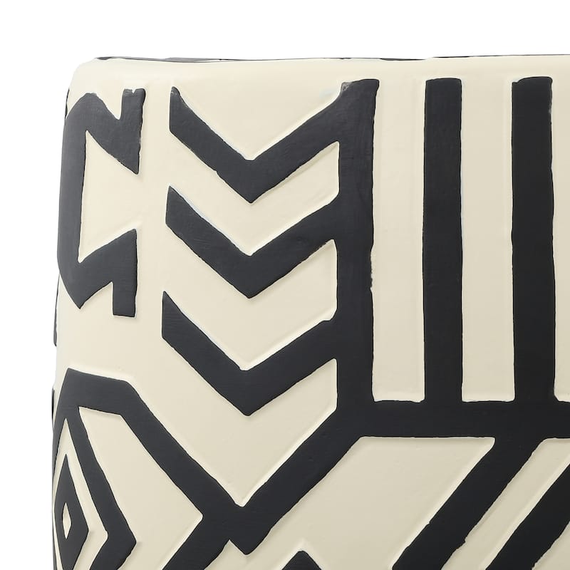 Yoli 17.75" Transitional Bohemian Geometric Drum Garden Stool, by JONATHAN Y