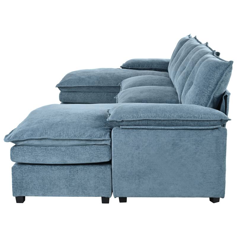Roomfitters U-Shaped Chenille Sectional Sofa with Adjustable Armrest Pillows, Perfect for Living Rooms, Offices, Spacious Spaces