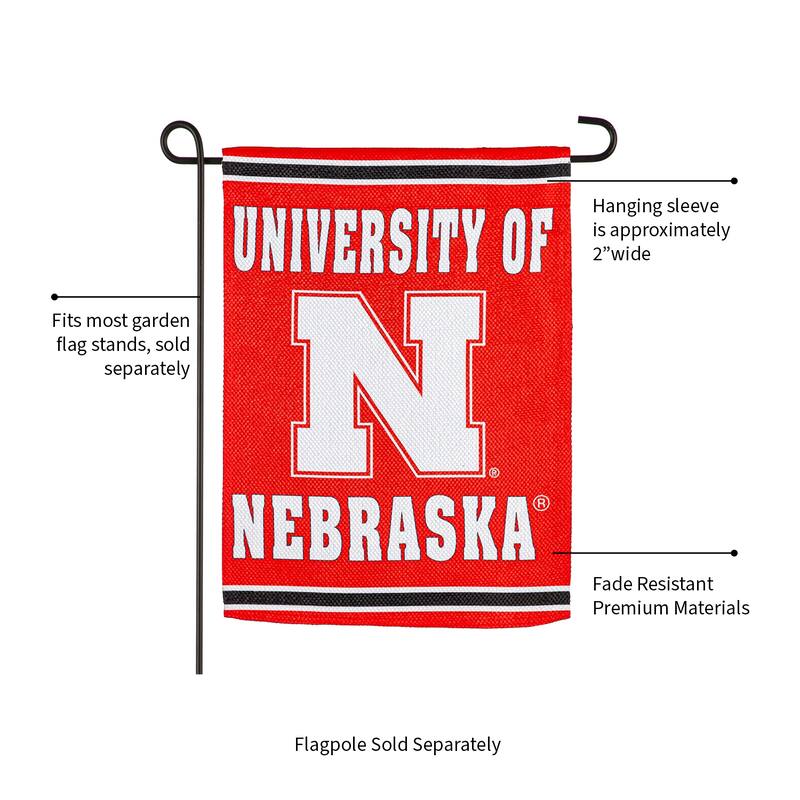 Embossed Suede Flag, Garden Size, University of Nebraska