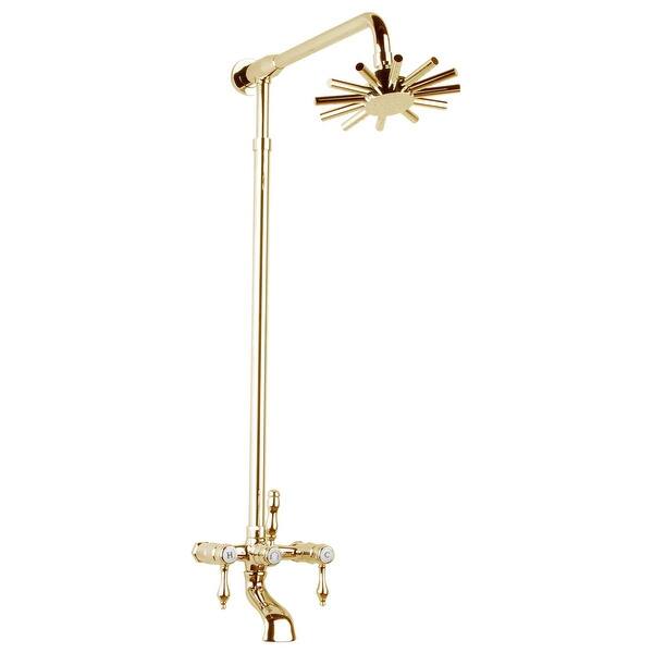 Shop Wall Mount Tub Faucet Adjustable Riser Shower Gold Pvd