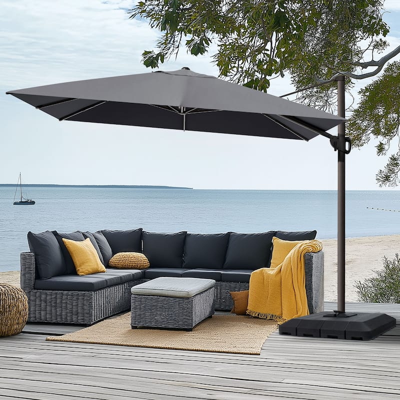 Pellebant 9 FT x 12 FT Outdoor Patio Cantilever-Offset Umbrella with Premium Base Stand