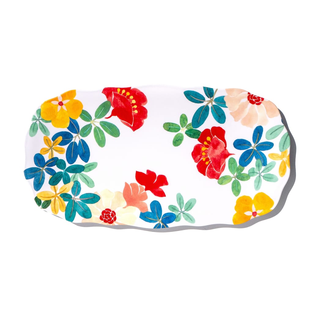 Abode Homewares by TarHong Audrey Floral Long Platter, 14.3"