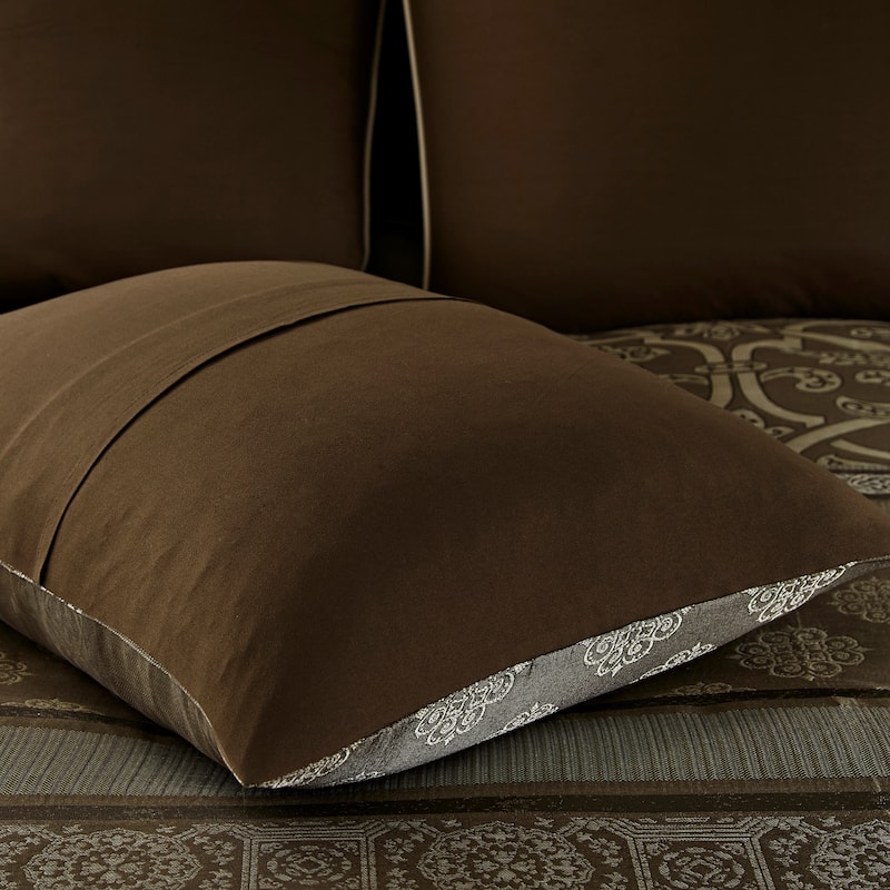Madison Park Essentials Alexine Brown 16 Piece Jacquard Comforter Set with 2 Bed Sheet Sets