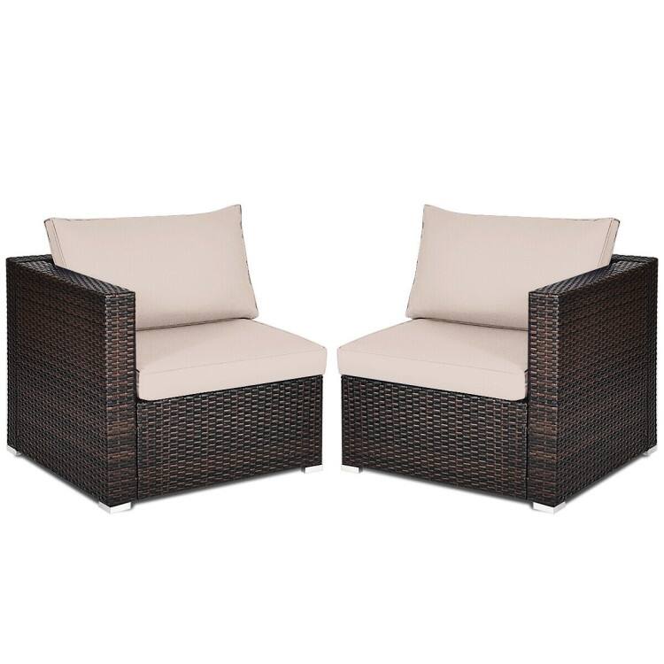 2PCS Patio Rattan Sectional Conversation Sofa Set - 29.5" x 29.5" x 25.5" (L x W x H)