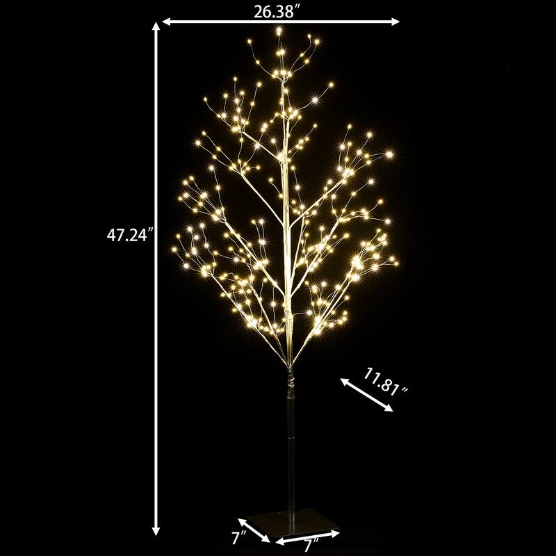 47.24" Artificial Birch Twig Tree Christmas Holiday Party Decoration with LED Lights