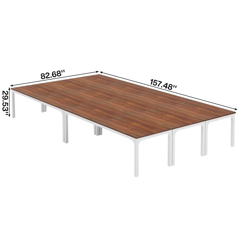 Modern Office 13FT Conference Table Set of 6, Large Rectangle Meeting Table, 78.74-Inch Long Business Seminar Table
