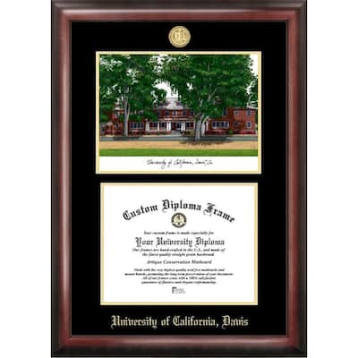 University of California, Davis Gold Embossed Diploma Frame with Campus Images Lithograph