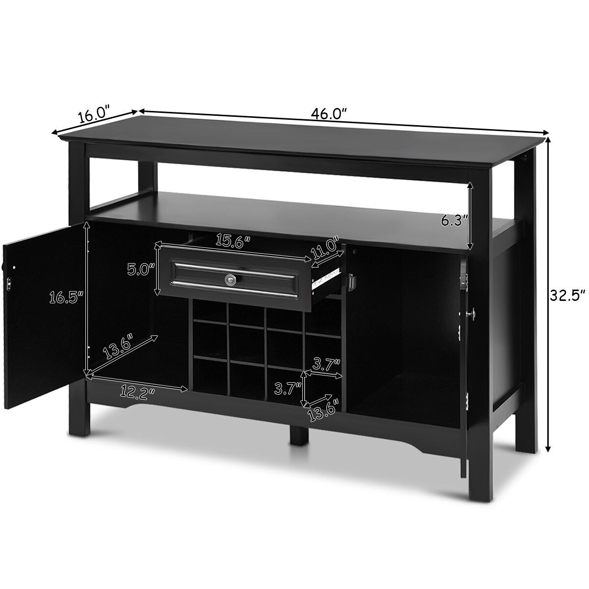 Shop Gymax Storage Buffet Sever Cabinet Sideboard Table Wood Wine