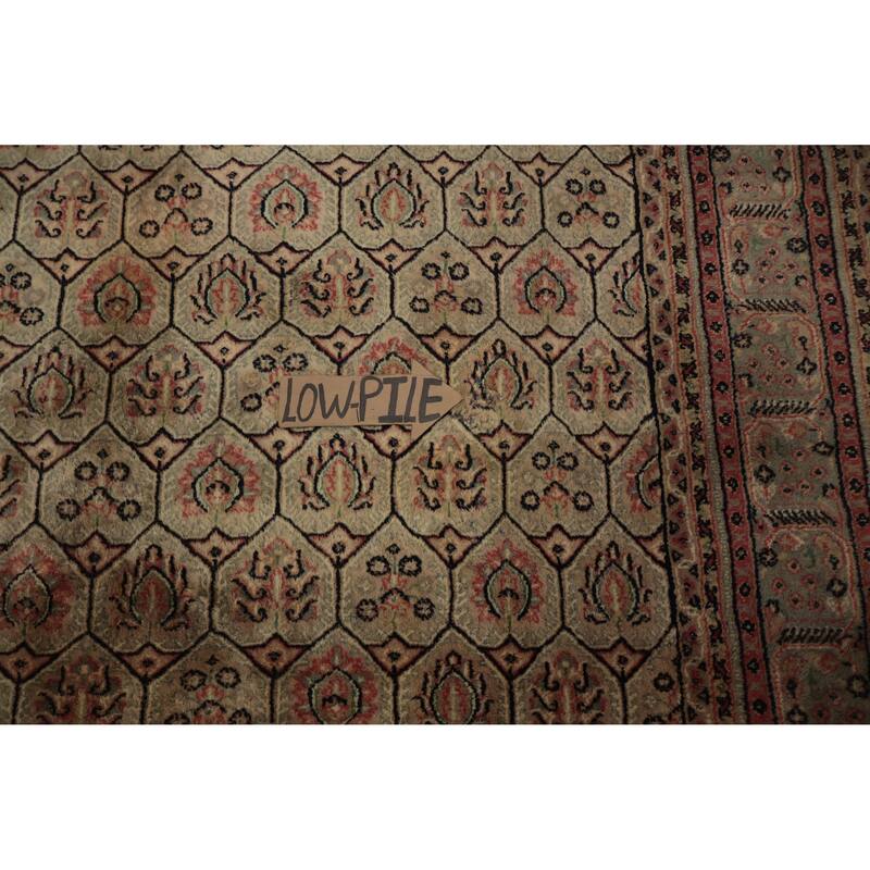 Hand Knotted Oriental 100% Wool Carpet Traditional Geometric Brown Agra Area Rug - 9' 8'' X 6' 8''