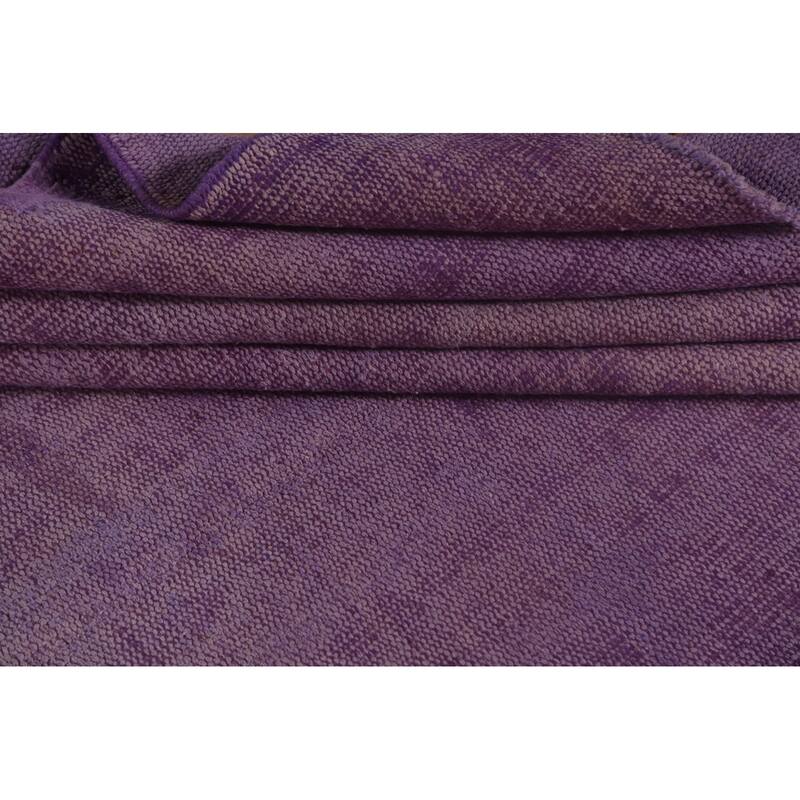 Purple Anatolian Turkish Vintage Area Rug Hand-Knotted Wool Carpet - 7'4" x 11'1"