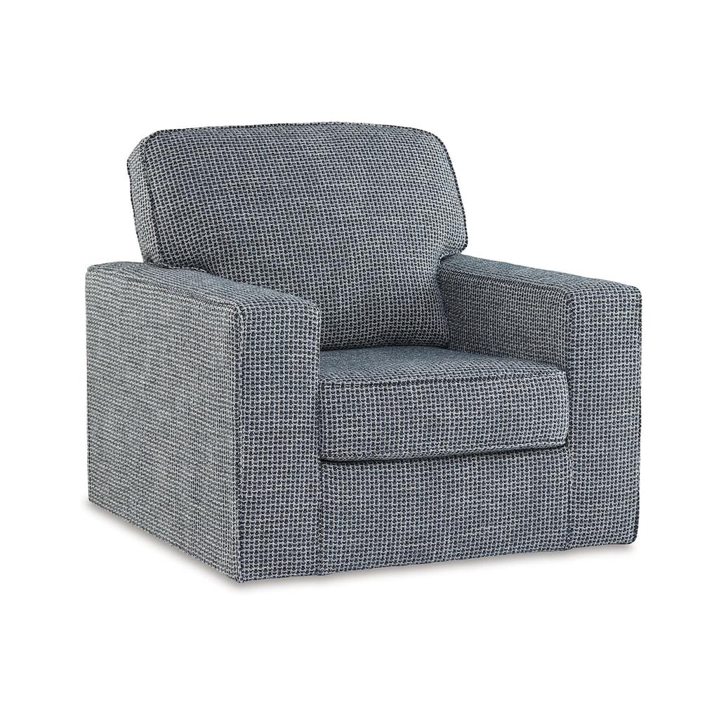 Olivia Swivel Accent Armchair, Dark Gray Crosshatch Pattern Polyester