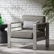 preview thumbnail 4 of 41, Christopher Knight Home Cape Coral Outdoor Aluminum Club Chair with Optional Sunbrella Cushions Grey+Silver+Polyster