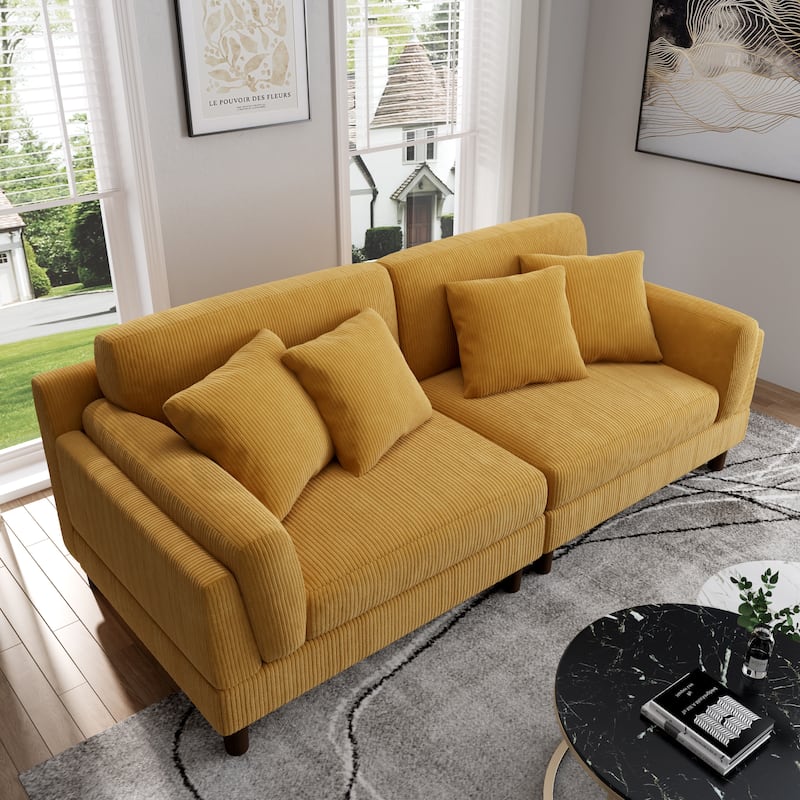 Modern 90" inch Sofa Comfy Corduroy Deep Seats Sofa