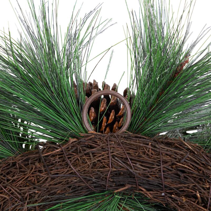 Snowy Long Needle Pine and Pinecone Artificial Christmas Wreath - 26" - Unlit